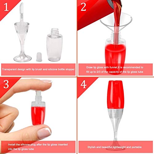 Botella de brillo labial recargable, 10 tubos de brillo labial vacíos de 8 ml, mini tubos creativos de brillo labial en forma de copa de vino, botellas recargables, envases de brillo labial para niñas