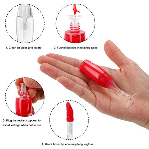 Botella de brillo labial recargable, 10 tubos de brillo labial vacíos de 8 ml, mini tubos creativos de brillo labial en forma de copa de vino, botellas recargables, envases de brillo labial para niñas