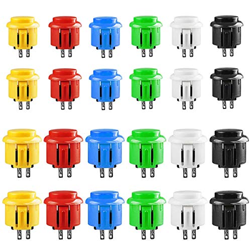 Botones Arcade, Senteen 24pcs Interruptor Arcade 24mm 30mm Botones Iluminados Arcade Conmutables Pulsadores Arcade De Colores Para Push Button Diy Fighting Stick Pc Joystick Juegos Parts