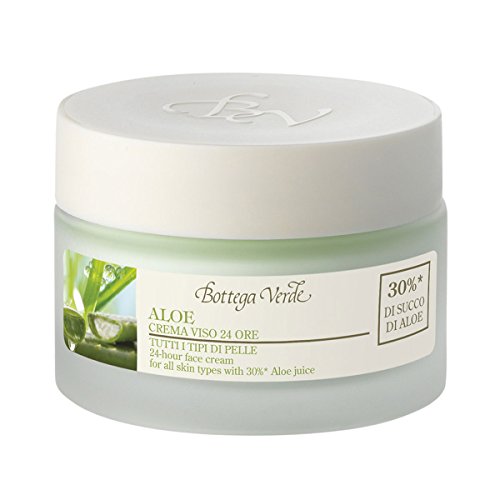 Bottega verde, aloe vera – Crema facial 24 horas, para todos los tipos de piel, con el 30% * de zumo de Aloe Vera (50 ml) – Hidratante, antigrietas, illuminante