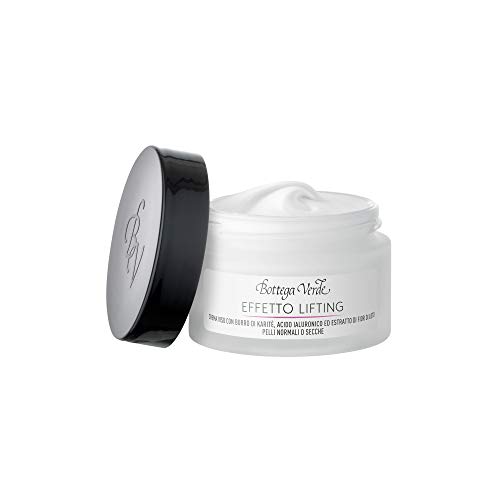 Bottega Verde - Caja de regalo para mujer - Escritorio efecto lifting - Crema facial día con manteca de karité, ácido hialurónico y extracto de flor de loto (50 ml) + caja decorativa