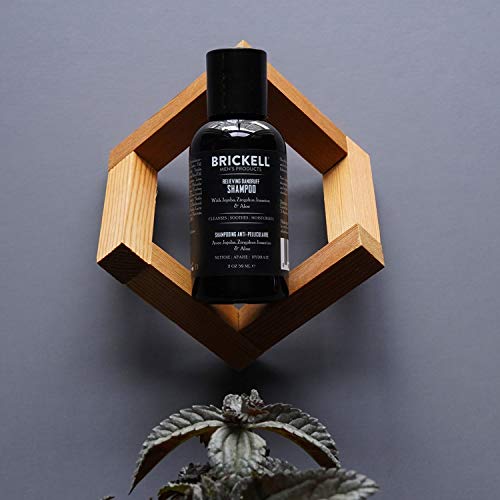 Brickell Men's Champú anticaspa para hombres, natural y orgánico, calma y elimina la caspa con Ziziphus Joazeiro, aloe y aceite de jojoba