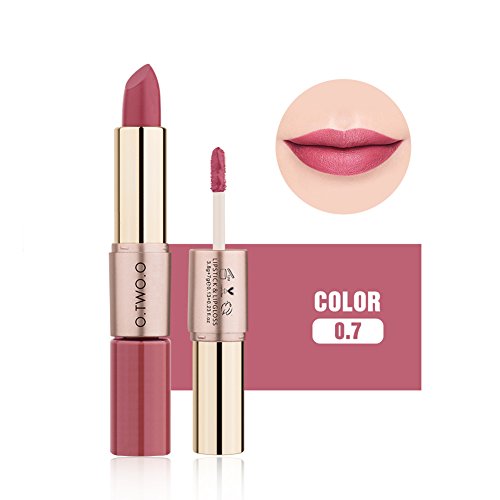 Brillo de Labios, Lápiz Labial Mate 2 En 1 Brillo Labial Hidratante de Larga Duración, El Terciopelo Mate Tiene Una Larga Duración (12 Colores)(#7)