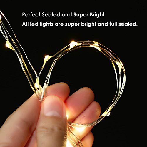 BrizLabs 8 Piezas Cadena de Luces 2M 20 LED Cable de Cobre Impermeable luces led con Pilas Iluminación de Interior Alambre Guirnalda Luces para Decoración Boda Fiesta de Navidad, Blanco cálido