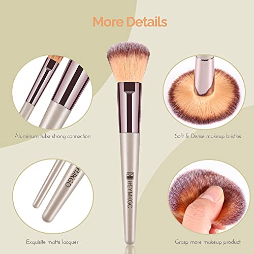 Brochas de maquillaje HEYMKGO 12PCS + 4 Esponjas de maquillaje Champagne Gold Juegos de brochas de maquillaje profesional Brocha de base Polvo de rubor Juego de brochas de maquillaje de ojos