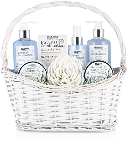 BRUBAKER Cosmetics Beauty Care Set - con Extractos de Lavanda y Salvia - Set de Regalo en la Cesta con Asa