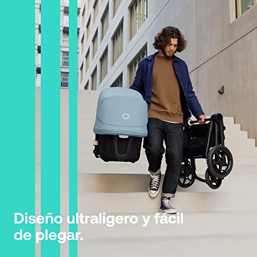 Bugaboo Fox 2, Lo último en sistemas de viaje 2 en 1: carrito ligero, carrito confort y capazo, maniobrable, desde el nacimiento y hasta los 4 Años, chasis en negro y capota gris melange