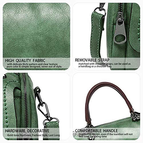 BUKESIYI Mujer Bolsos Bandolera Vestir Casual Bolsos de Mano Convertible PU Cuero Piel CCES77152 Verde