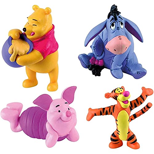 Bullyland - Juego de 4 figuras de Winnie the Pooh con Winnie, I-Ah, Piglet y Tigger.