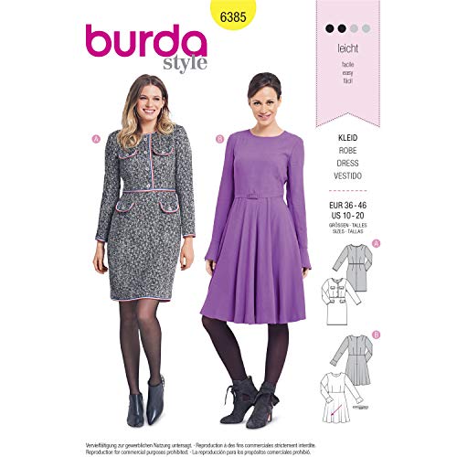 Burda patrón 6385 vestido, de 36 A 46