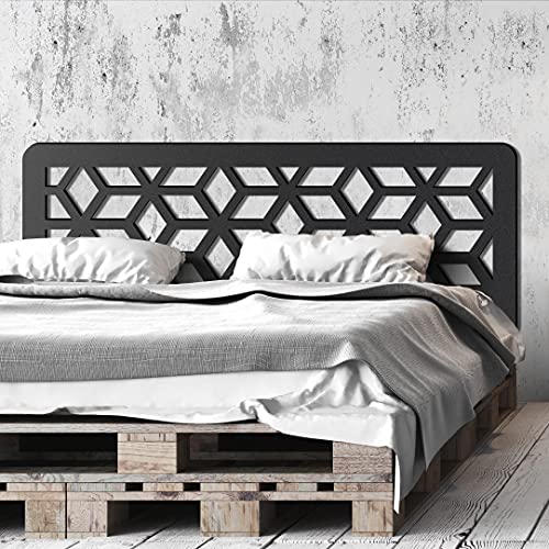 Cabecero Cama Decorativo Económico en PVC - Tipo Forja. Modelo - France (150cm x 60cm, Negro)