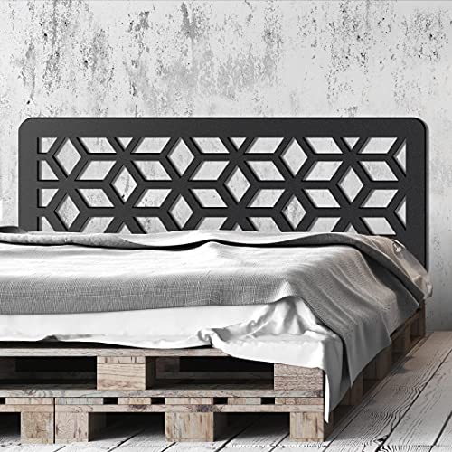 Cabecero Cama Decorativo Económico en PVC - Tipo Forja. Modelo - France (150cm x 60cm, Negro)