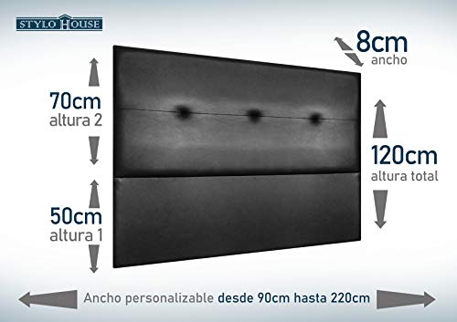 Cabecero de Cama Modelo Nairobi, tapizado en Polipiel Azahar. Pro Elite. (para Cama de 135 (145x120x8) en Color Blanco)