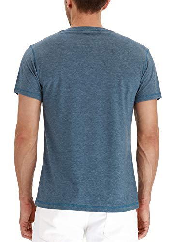 Cabeen Camiseta de Manga Corta para Hombre Verano Henley Casual T-Shirt Cuello Redondo con Botones