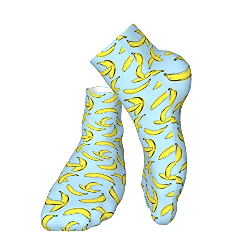 Calcetines deportivos acolchados con diseño de banana en azul para correr calcetines de corte bajo para hombres y mujeres