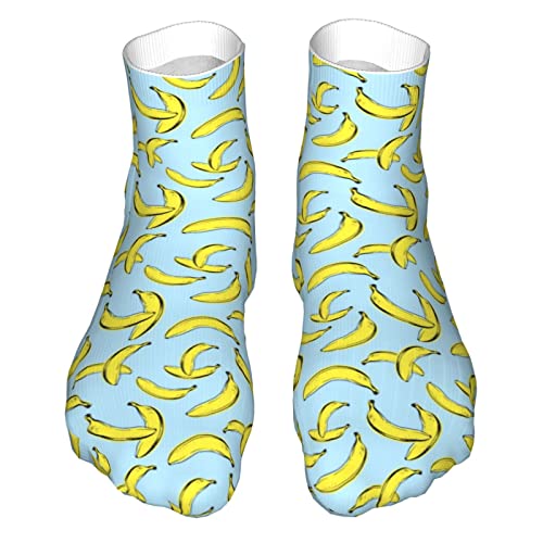 Calcetines deportivos acolchados con diseño de banana en azul para correr calcetines de corte bajo para hombres y mujeres