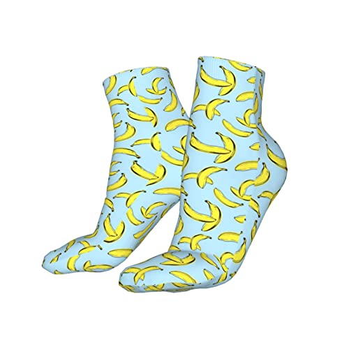 Calcetines deportivos acolchados con diseño de banana en azul para correr calcetines de corte bajo para hombres y mujeres