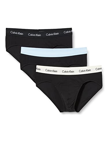 Calvin Klein Calzoncillos de Cadera 3 Unidades Ropa Interior de Hombres, Rain Dance/Black/Ivory, M (Pack de 3)