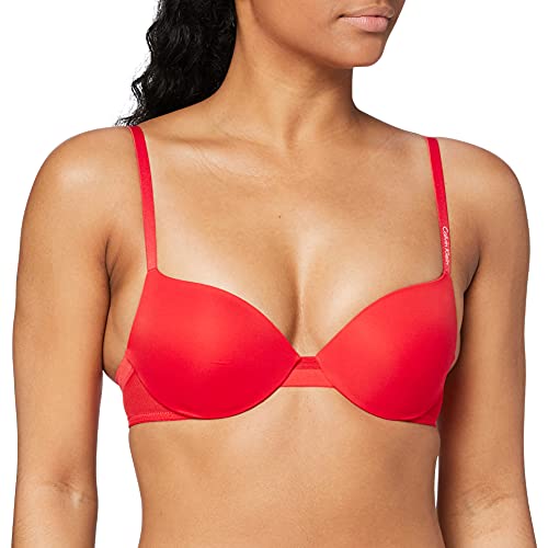 Calvin Klein Lightly Lined Demi Sujetador con Aros, Rojo (Marlow Mw3), (Talla del Fabricante: 70D) para Mujer