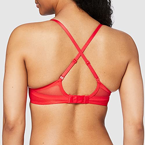 Calvin Klein Lightly Lined Demi Sujetador con Aros, Rojo (Marlow Mw3), (Talla del Fabricante: 70D) para Mujer