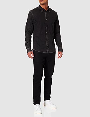 Calvin Klein Slim Foundation Shirt Camisa, Washed Black, XS para Hombre