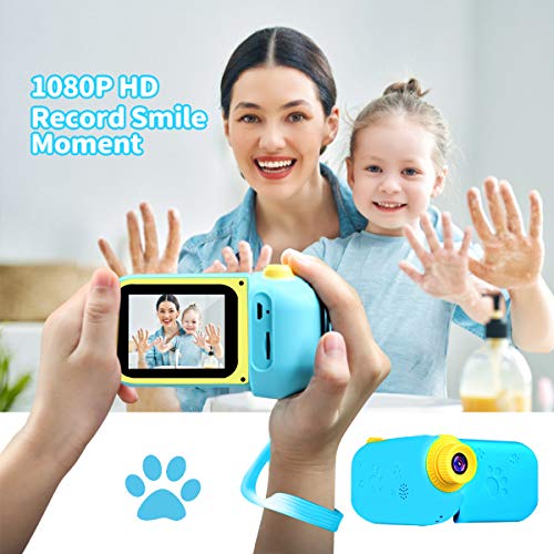 Cámara Digital para Niños Juguete para Niños Regalos Cámara de Vídeo A Prueba de Choques Pantalla HD de 2.4 Pulgadas 1080P Regalos Tarjeta TF de 32GB Regalos para Niños y Niñas de 3 a 12 Años (Azul)