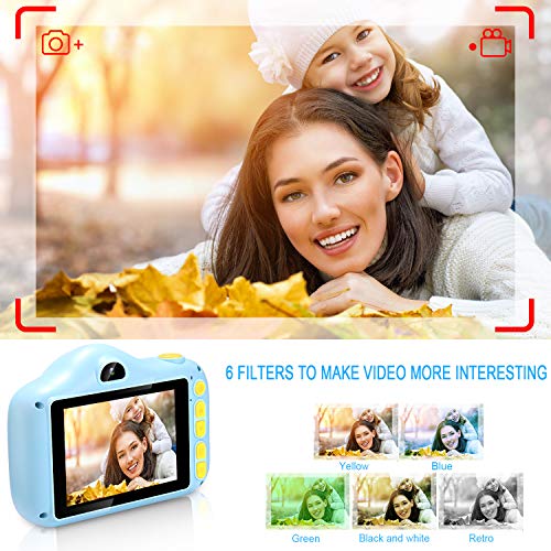 Cámara para Niños Infantil Cámara de Fotos Digital Cámara Juguete para Niños 3.5 Pulgadas 12MP 1080P HD Selfie Video Cámara Regalos Ideales para Niños Niñas de 3-10 Años con Tarjeta TF 32 GB (Azul)