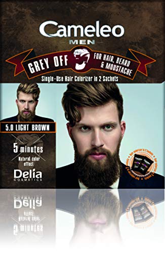 Cameleo Men Color Cream Grey OFF Colorizador de un solo uso en 2 sobres para cabello, barba y bigote 5 min. Efecto de color natural! 0% Parabenos Amoníaco PPD (Marrón claro)