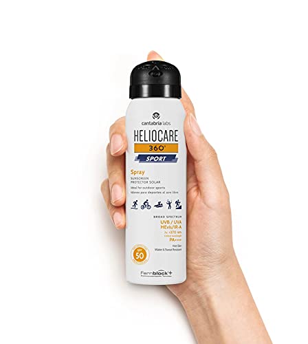 Cantabria Labs Heliocare 360º Sport Spray SPF50, 100 ML- Spray fotoprotector para deportistas, Fácil de extender, efecto refrescante, para todo tipo de pieles, 100ML