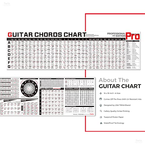 Carta de acordes de guitarra de profesión acordes escala tríadas melodía, guitarrista y maestro, dos cartas de acordes de guitarra laminadas para guitarra acústica eléctrica