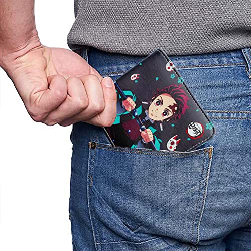 Cartera Demon Slayer Billetera niño Cartera Plegable Delgada Unisex Monederos con Lindos Dibujos Animados Billetera de Estudiante