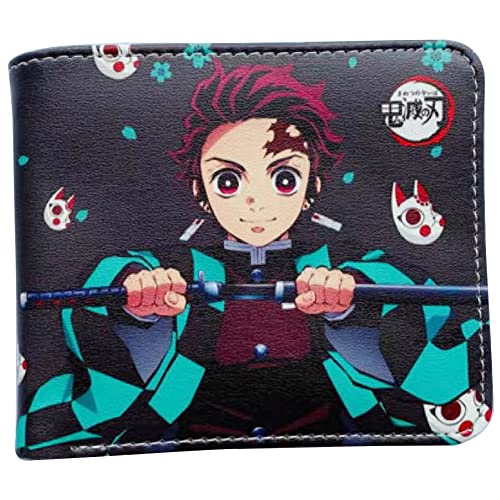 Cartera Demon Slayer Billetera niño Cartera Plegable Delgada Unisex Monederos con Lindos Dibujos Animados Billetera de Estudiante