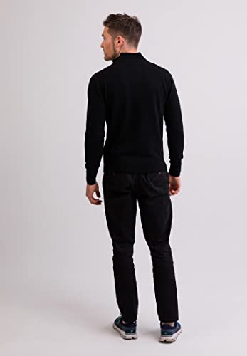 CASH-MERE.CH Jersey | Sudadera de Cuello con Cremallera para Hombre 100% De Cachemira (Negro, S)