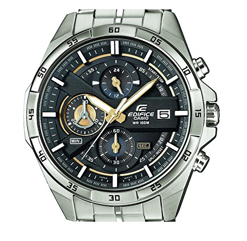 Casio EDIFICE Reloj en caja sólida, 10 BAR, Dorado/Negro, para Hombre, con Correa de Acero inoxidable, EFR-556D-1AVUEF