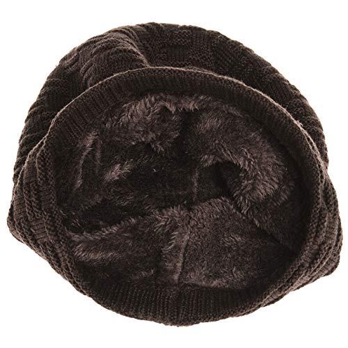 Caspar MU133 Gorro de Punto Fino Unisex Beanie Caliente con Forro Polar, Color:marrón oscuro, Talla:Talla Única