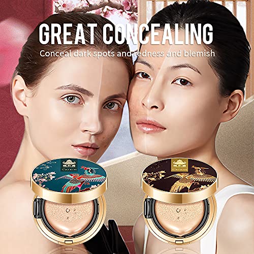 CATKIN BB Cream Air Cushion Base de Maquillaje de Cobertura Natural Corrector Con Recarga Gratuita Y Esponja de Maquillaje Natural Medio (C02)