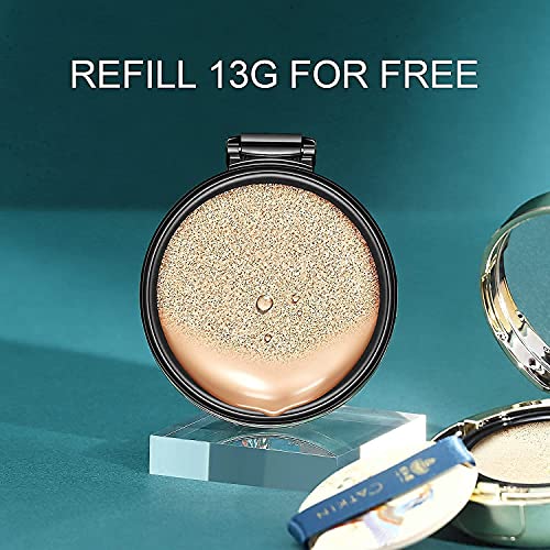 CATKIN BB Cream Air Cushion Base de Maquillaje de Cobertura Natural Corrector Con Recarga Gratuita Y Esponja de Maquillaje Natural Medio (C02)