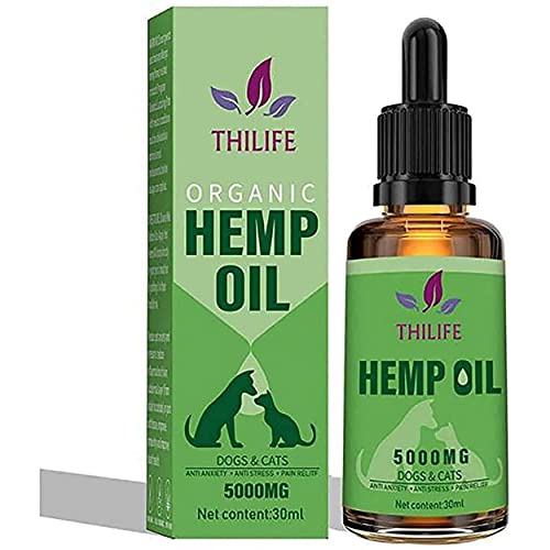 Cbd,Aceite de cáñamo orgánico perro y gato 5000 mg, 30 Ml con Omega 3/6/9 para mascotas. | Antiestrés, reduce la ansiedad y mejora el sueño. Prensado en frío