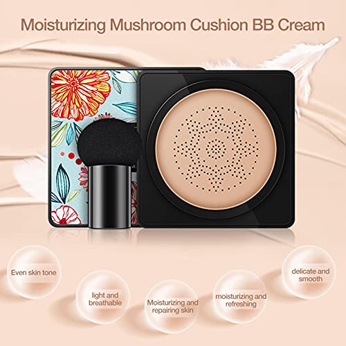 CC Cream, Base De Maquillaje, Base Líquida, Mushroom Head Air Cushion Foundation BB Cream, Corrector Hidratante Base De Maquillaje Brillante De Larga Duración, Fácil De Aplicar