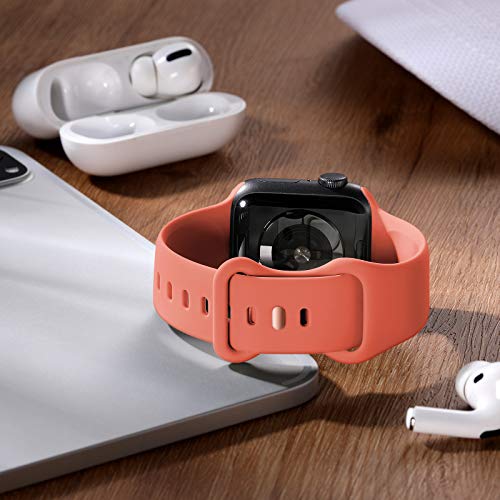 CeMiKa Compatible con Apple Watch Correa 38mm 40mm 41mm 42mm 44mm 45mm, Deportivas de Silicona Correas de Repuesto Compatible con iWatch SE Series 7 6 5 4 3 2 1, 38mm/40mm/41mm-M/L, Coral