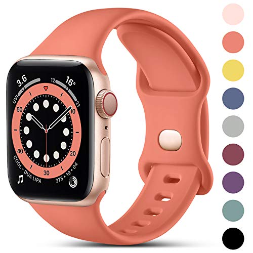 CeMiKa Compatible con Apple Watch Correa 38mm 40mm 41mm 42mm 44mm 45mm, Deportivas de Silicona Correas de Repuesto Compatible con iWatch SE Series 7 6 5 4 3 2 1, 38mm/40mm/41mm-M/L, Coral