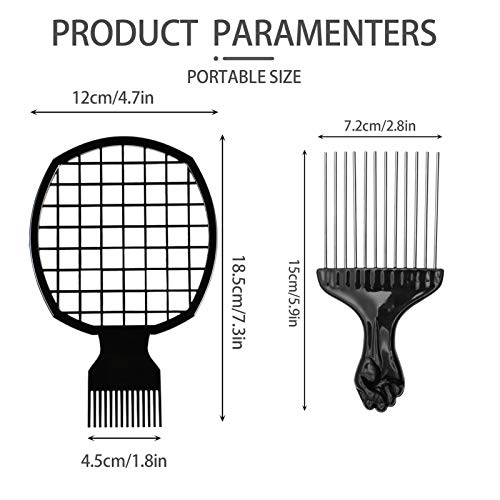 Cepillo de Esponja Para el Cabello y Peine Afro，Peine Afro de Metal Curl Magic PeluqueríA Pelo Cepillo Esponja Bobina Cepillos de Esponja para Rizar