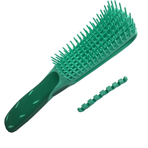 Cepillo de pelo desenredante de Nylon para el pelo – Cepillo desenredante para niños, hombre y mujer – Cepillo de pelo brillo, crecimiento y roturas – Cepillo desenredante fácil (verde))