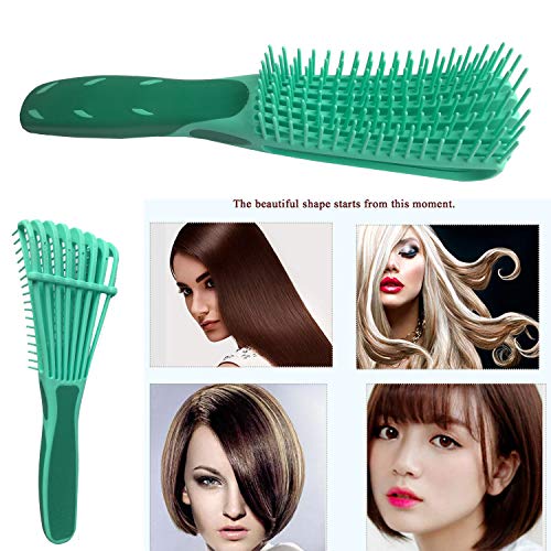 Cepillo de pelo desenredante de Nylon para el pelo – Cepillo desenredante para niños, hombre y mujer – Cepillo de pelo brillo, crecimiento y roturas – Cepillo desenredante fácil (verde))