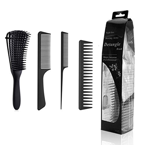 Cepillo para el cabello de 4 piezas, juego de cepillos para desenredar profesional, peine grueso, peine pequeño, peine universal para hombres y mujeres, adecuado para todo tipo de cabello