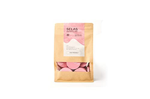 Cera depilatoria de fácil fusión Rosa 500g SELAS. Depilación sin bandas, con cera de Abejas y aceite de Rosa Mosqueta, para todas las zonas y tipos de pieles, especialmente las sensibles.