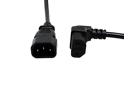 CERRXIAN 7.5In 20CM IEC 320 90 grados C13 3 Pin hembra a C14 3 Pin macho PDU fuente de alimentación cable de extensión para computadora LED HDTV Monitor y escáner