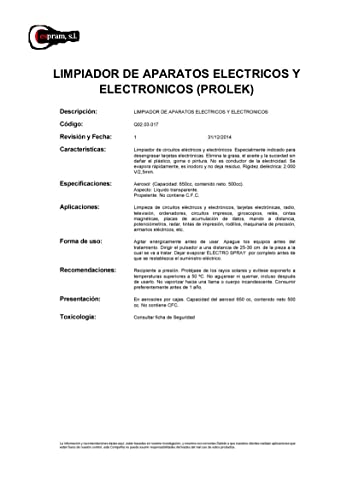 CESPRAM-Limpiador de circuitos eléctricos y electrónicos. Prolek. Spray 650ml (1)