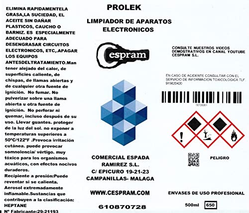 CESPRAM-Limpiador de circuitos eléctricos y electrónicos. Prolek. Spray 650ml (1)