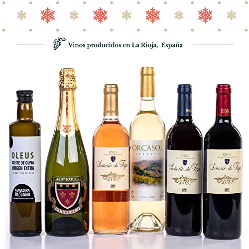 Cesta Navidad de regalo Lote Riojano gourmet / Cestas de Navidad para regalar / Lotes originales de La Rioja de productos gourmet vino tinto Rioja verdejo conservas cava embutidos